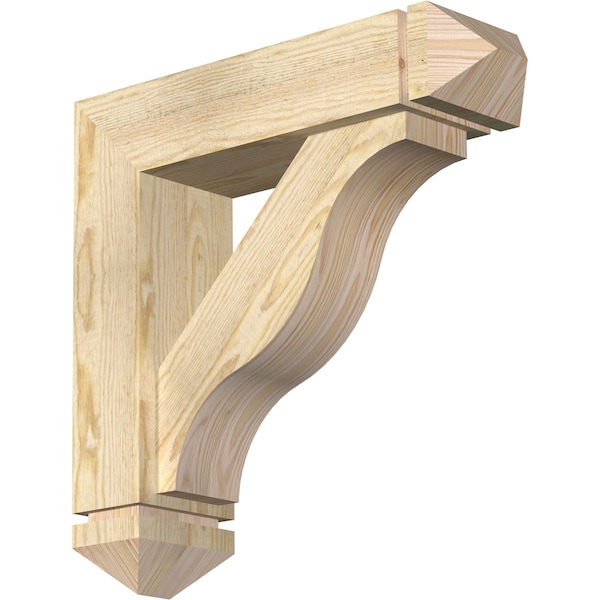 Ekena Millwork Funston Arts and Crafts Rough Sawn Bracket w/ Offset Brace, Douglas Fir, 6"W x 22"D x 22"H BKT0604X22X22FST03RDF - main